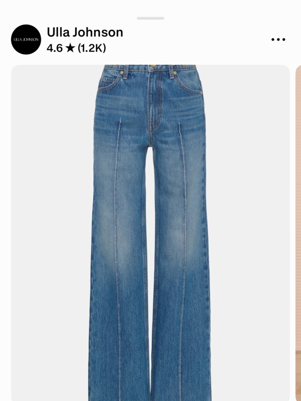 Ulla Johnson Medium Blue High-Rise Wide-Leg Jeans